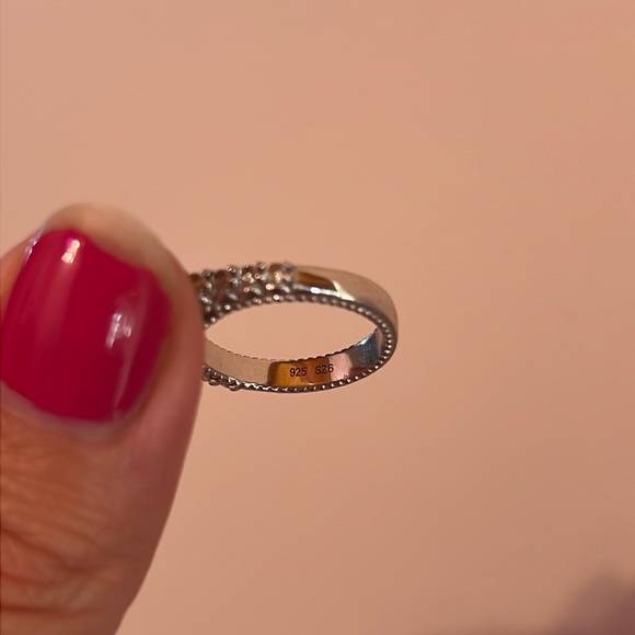 Sterling Silver Cubic Zirconia & Blue Sapphire Filigree Ring, Size 5.5 - Picture 14 of 16